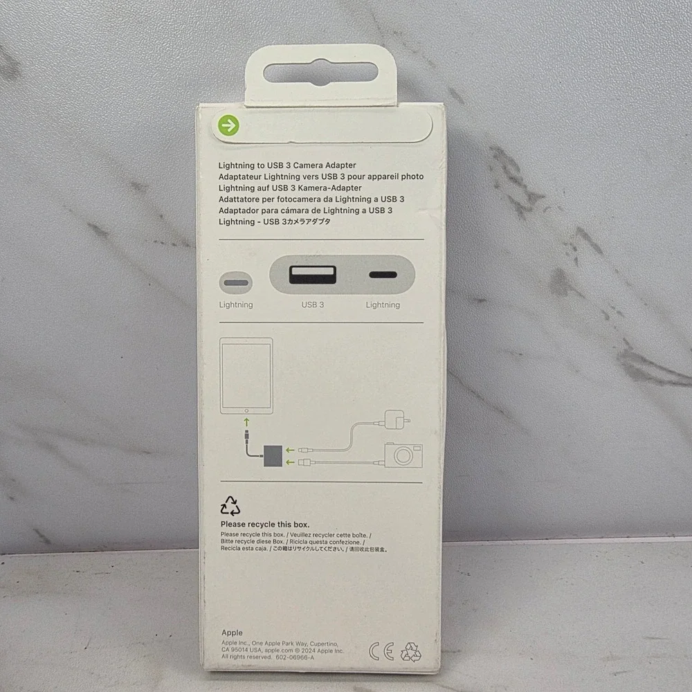 Apple Lightning to USB 3 Camera Adapter -‎ MX5J3AM/A - A1619 New/Sealed